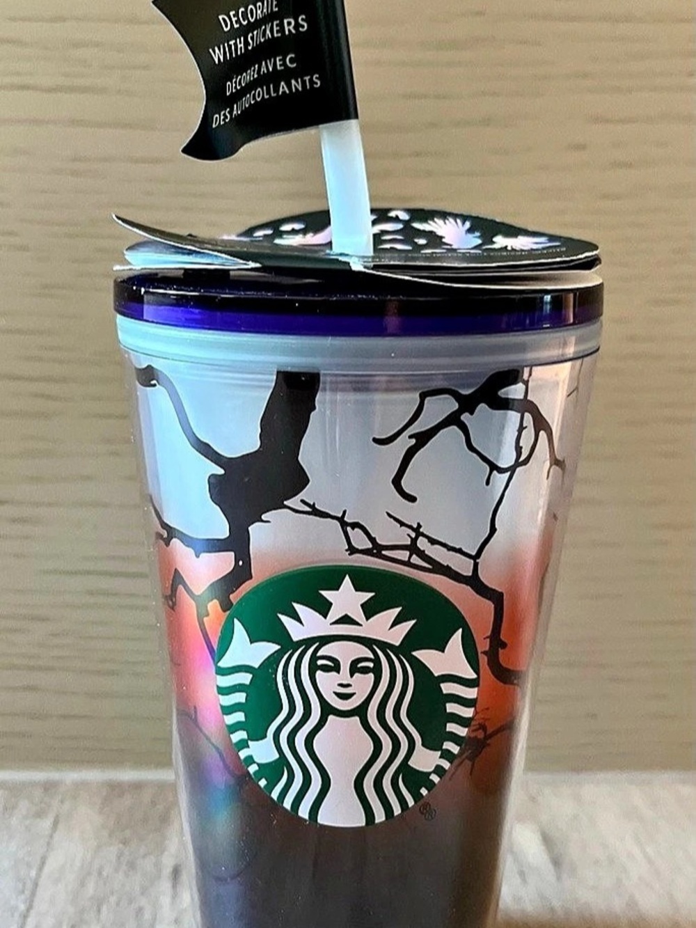 NWT Starbucks 2022 Halloween Raven’s Perch Glow-in-the-Dark 16 Oz Tumbler